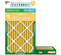 FilterBuy Lot de 2 filtres à air comprimés Merv 11, 20 x 36 x 2, dorés