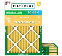 FilterBuy Lot de 4 filtres à air comprimés Merv 11, 20 x 25 x 1, dorés
