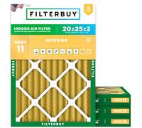 FilterBuy Lot de 4 filtres à air comprimés Merv 11, 20 x 25 x 2 cm, dorés