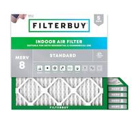 Filterbuy Lot de 5 filtres à air 16 x 16 x 1 anti-poussière MERV 8 - Filtres à air plissés pour fournaise CVC (taille réelle : 40 x 40 x 1 cm)