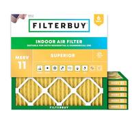 Filterbuy Lot de 6 filtres à air plissés pour four CVC 22 x 22 x 1 MERV 11 anti-allergènes (taille réelle : 55 x 55 x 1 cm)