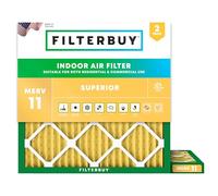 FilterBuy MERV 11 Lot de 2 filtres à air plissés pour four AC 25 x 25 x 1 25 x 1 - Doré