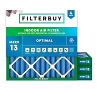 Filterbuy MERV 13 Lot de 4 filtres à air plissés électrostatiques pour four CVC 10 x 10 x 2, fabriqués aux États-Unis (taille réelle : 9,50 x 9,50 x 1,75)