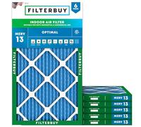 Filterbuy MERV 13 Optimal Defense Lot de 6 filtres à air plissés de rechange pour chaudière CVC 36 x 62 x 1,9 cm