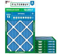 Filterbuy MERV 13 Optimal Defense Lot de 6 filtres à air plissés pour chaudière CVC 30,5 x 20 x 1 cm
