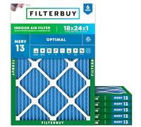 Filterbuy MERV 13 Optimal Defense Lot de 6 filtres à air plissés pour chaudière CVC 45 x 60 x 1 cm
