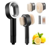 Filtersonic Doodle Pommeau de douche 3 en 1 avec 2 brosses de nettoyage magnétiques et filtre à charbon actif en carbone, élimine le chlore, le calcaire, les bactéries et les métaux lourds (noir)