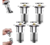 Filtrapop Bouchon Filtre évier Anti-Odeurs & Résidus, Bouchon Filtra Pop, Bouchon Universel évier Cuisine, Bonde Filtrante évier, Panier INOX 304, Convient Aux éviers Et Aux Baignoires (4PCS)