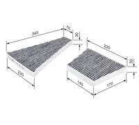 Filtre à air cabine BOSCH VW PHAETON (3D1, 3D2, 3D3, 3D4, 3D6, 3D7, 3D8, 3D9)...