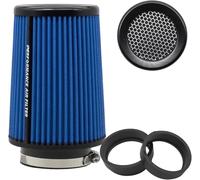Filtre à air conique universel 76 mm, 89 mm, 101 mm, haute performance, entrée d'air, cône rond, filtre à air nettoyant pour voiture de course, sport, 3 tailles en 1 (bleu-grand)