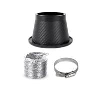 Filtre À Air Flexible Kit Universel Tuyau D'admission D'air Turbo Pare-choc Avant Voiture 1 Pièce Entonnoir D'entrée Turbine ABS Aspect Fiber Carbone Capot Reniflard(Round)