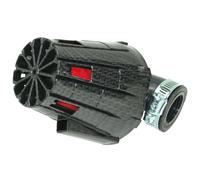 Filtre à air Replay E5 BOX CARBONE BRILLANT MOUSSE ROUGE FIXATION COUDE 90 DIAM 35 - 28