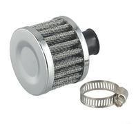 Filtre à air rond de 12 mm pour carter moteur, filtre d'admission d'air froid pour voiture, moto, VTT, scooter, quad, vélo, haut débit d'air, design à faible résistance (argenté)
