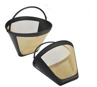 Filtre à café - AUCUNELY - Permanent doré - 2 pièces - 6 à 8 tasses - Réutilisable