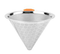 Filtre à café en acier inoxydable, goutteur de café réutilisable, entonnoir à double couche en maille pour verser sur le brassage, argent 4,92x3,54x0,39 pouces