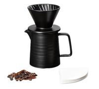 Filtre à Café en Porcelaine avec Tasse,Liuer Filtre à Café Réutilisable avec 100 Filtres Papier,Tasse Verseuse Cafetière pour Maison Bureau (Noir)