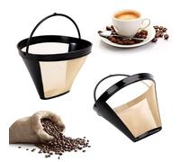 Filtre à Cafe Permanent Filtre Café Reutilisable 100 Mailles Filtre a Cafe en Acier Inoxydable Taille 4 pour Machine à Café Cuisine Bureau Café 8 à 12 Tasses 2 Pièces