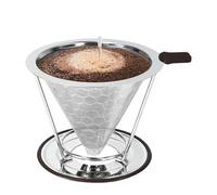 Filtre À Café Portable En Acier Inoxydable, Facile À Nettoyer, Réutilisable, Double Couche, Entonnoir À Café Sans Papier, Support Verseur, Pièces De Goutteur De Café(Stainless steel 1pcs)