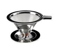 Filtre à café Portable en acier inoxydable, facile nettoyer, entonnoir réutilisable Double couche, sans papier, support goutteur