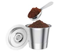 Filtre à café réutilisable - Accessoire de filtre en acier inoxydable - Tasse à café avec cuillère doseuse de 30 ml - Pour baristas à la maison, cuisine de bureau, excursions en camping, fêtes
