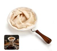 Filtre à café réutilisable fait à la main en flanelle avec poignée en bois, grande passoire lavable pour café moulu, filtre permanent en coton pour verser le café et le thé