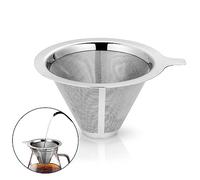filtre à café sans papier à faible égouttement,Versez sur le goutteur de café, versez sur la cafetière en acier inoxydable pour une tasse unique, conception à double maille du cône en acier inoxy