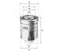 Filtre à carburant Cartouche filtrante 24.465.00 UFI pour MITSUBISHI PEUGEOT