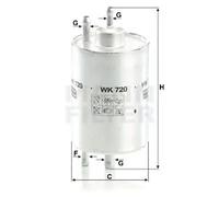 Filtre à carburant Filtre de conduite WK 720 MANN-FILTER pour MERCEDES-BENZ PUCH