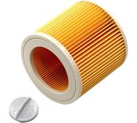Filtre à cartouche Kärcher 6.414-552.0 avec vis de fermeture - Filtre rond d'aspirateur de haute qualité pour nettoyeur haute pression Kärcher, aspirateur eau/poussière, améliore la puissance d'aspira