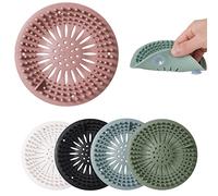 Filtre à Cheveux en Silicone 5 pièces, Protection de Drain de Silicone, Attrape Cheveux Douchon Filtre,Protecteur de vidange Universel, Peut être utilisé dans la Salle de Bain, la Cuisine （il Giro）…
