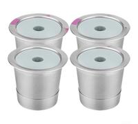 Filtre à dosettes de café réutilisable en acier inoxydable, recharge de capsules de café à portion unique pour et 2, support de marc métallique respectueux de l'environnement (4 pièces)