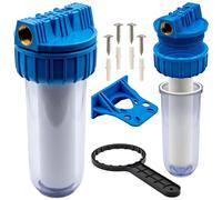 Filtre à eau 1" - Cartouche remplaçable - 8 bar - Pour pompe de jardin, maison et industrie - Kit complet avec clé et support - Filtration des sédiments et impuretés