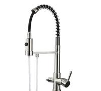 Filtre à Eau de Cuisine Noir, Robinet de Cuisine avec mitigeur filtrant, système de Purification d'eau, Finition Nickel brossé