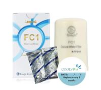 Filtre à eau de rechange FC1 Filter remplace les filtres Enagic Leveluk F8 et HG-N sur machine K8 et SD501. Comprend un filtre à eau FC1, deux poudres de nettoyage et un autocollant de rappel