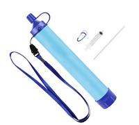 Filtre à eau d'extérieur - Filtre à eau potable pour 1500 litres d'eau filtrée - Mousqueton et paille d'extension - Traitement de l'eau potable qui tue 99,99% de tous les germes et bactéries - Bleu