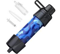 Filtre à eau d'extérieur - Filtre pour 5000 litres - Mousqueton et paille d'extension - Traitement de l'eau qui tue 99,99 % des germes et bactéries - Bleu