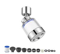 Filtre à Eau Du Robinet Rotatif, HASLED Filtre Eau Robinet, Purificateur Eau Robinet 2 Pcs En Coton PP Filtres, Filtre à Eau De Robinet En Cuivre, Filtre De Robinet Clair Pour Cuisine, Salle De Bain