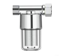 Filtre à eau en cuivre pur avec boîtier transparent pour douche et lave-linge, finition chromée