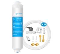 Filtre à eau en ligne pour machine à glaçons et réfrigérateur, comprend une ligne d'eau de 6,35 mm et des raccords à pousser pour connecter, idéal pour machine à glaçons, réfrigérateur, système RO
