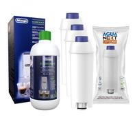 Filtre à Eau et Détartrant Delonghi Eco 500ml - Aquanext Caffemax 3 Pièces - Compatible Capsules - Blanc