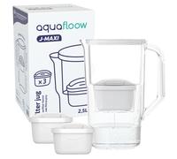 Aquafloow Carafe Filtrante pour Eau 2.5 L, Compatible avec Dafi Unimax, Brita Maxtra, Laica 1000 Series | Réduction du Calcaire, du Chlore - Carafe Filtrante + 1x Filtre à Eau Blanc