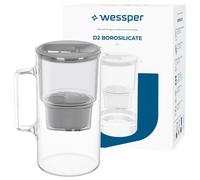Filtre à eau pot verre 3L gris Wessper D2 borosilicate 1 cartouche sans BPA