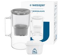 Filtre à eau pot verre 3L gris Wessper D2 borosilicate 2 cartouches sans BPA
