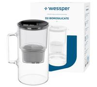 Filtre à eau pot verre 3L noir Wessper D2 borosilicate 1 cartouche sans BPA