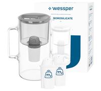 Filtre à eau pot verre 3L Wessper D2 BOROSILICATE avec 1 à 12 cartouches grises