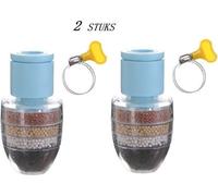 Filtre à eau pour le robinet - 2 pièces - Eau pure - Détartrant - Traitement de l'eau - Filtre de conduite - Adoucisseur d'eau - Bleu