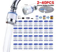 Filtre à eau pour robinet, 2 à 40 pièces, filtres anti-éclaboussures rotatifs à 360 degrés, élimine le chlore, les métaux lourds, douche filtrée, purificateur de bain 16PCS Filters