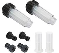 Filtre à Eau pour Tuyau D'arrosage,2 Pièces 3/4 Pouces Préfiltre à Eau Set de Filtre à Eau avec 4 éléments Filtrants & 2 Adaptateurs Rapides pour Nettoyeur Haute Pression,Pompe de Jardin