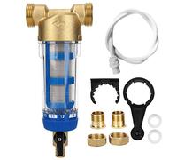 Filtre à Eau Rotatif, Accessoire de Purificateur D'eau de Pré-filtre Réutilisable Filtres à eau sous éviers de 50 Microns pour Eau de Ville/Puits G1 (1 Pouce) MNPT + G3 / 4 (6 Points) FNPT