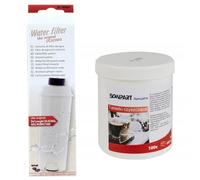Filtre à eau ScanPart pour machine à café + 100 pastilles de nettoyage de 2 g - Entretien de la machine à café - Réduction du calcaire - Protection du circuit - Amélioration du goût - Accessoires pour
